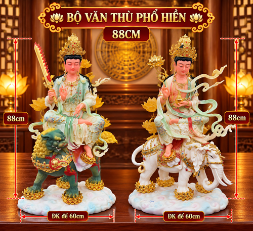 bộ văn thù phổ hiền 88cm - đá đài loan cao cấp