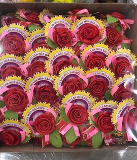 Bông hồng vải phi đỏ 100 bông