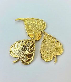 Cài áo kim loại lá bồ đề vàng