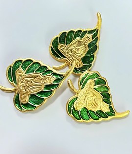 Cài áo kim loại lá bồ đề xanh