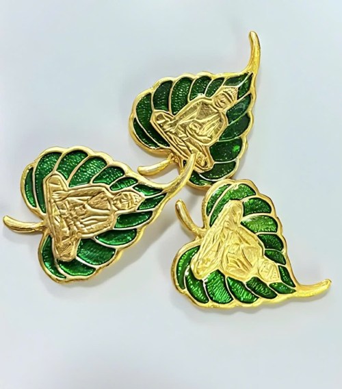 Cài áo kim loại lá bồ đề xanh