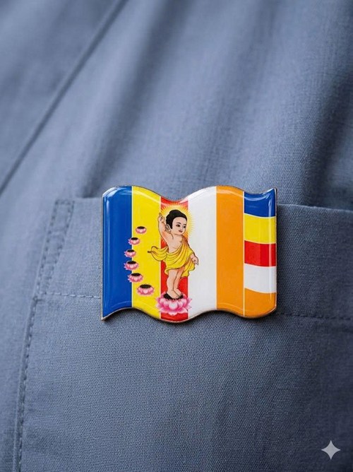 cài áo phật đản cờ vuông