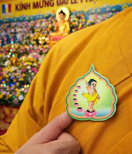 cài áo phật đản lá bồ đề