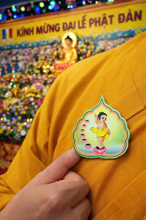 cài áo phật đản lá bồ đề