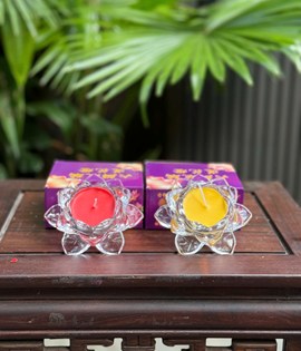 Đèn cầy sen lưu ly thấp