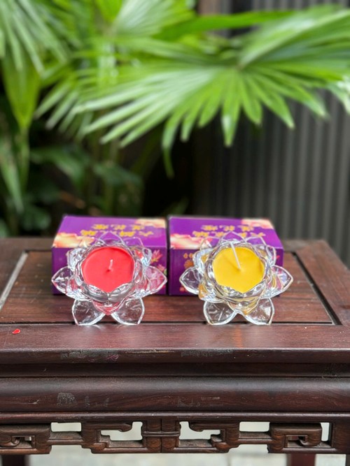 Đèn cầy sen lưu ly thấp