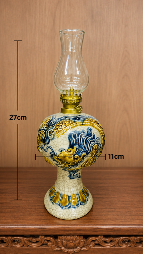 Đèn chân váy tròn men rạn s1 rồng