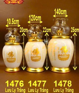 đèn dầu lưu ly kinh 1477 trắng