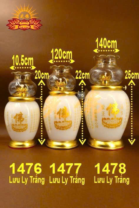đèn dầu lưu ly kinh 1477 trắng