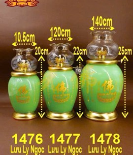 đèn dầu lưu ly kinh 1477 xanh