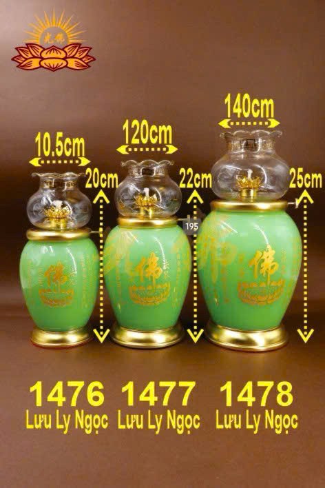 đèn dầu lưu ly kinh 1477 xanh
