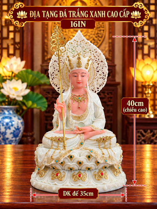 địa tạng đá trắng xanh cao cấp 16in - đá đài loan