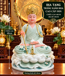 địa tạng đá trắng xanh hoa cao cấp 19in - đá đài loan