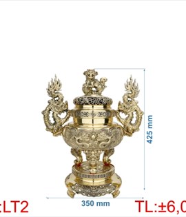 đỉnh lư tròn tay rồng LT2- 43CM
