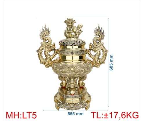 đỉnh lư tròn tay rồng LT5 -68CM