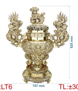 đỉnh lư tròn tay rồng LT6 - 8T3