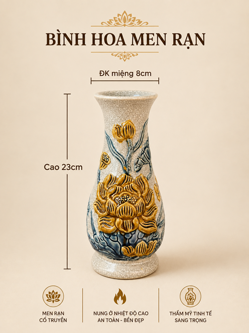 lọ huệ men rạn h23