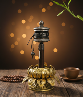 KINH LUÂN QUAY TAY NHỎ 19CM BẠC