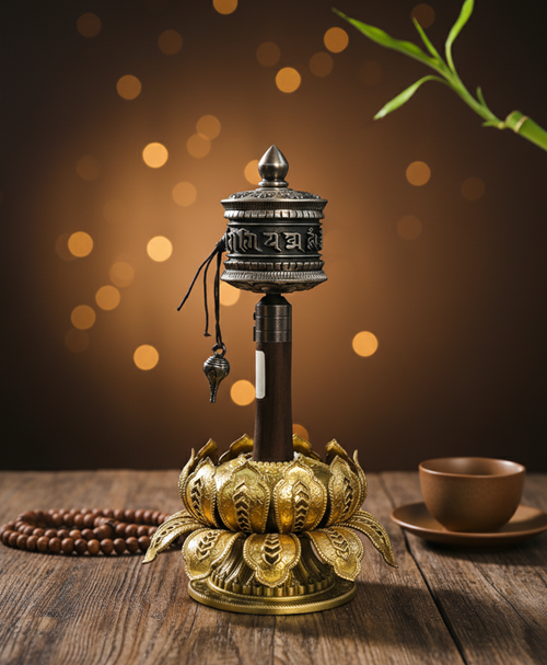 KINH LUÂN QUAY TAY NHỎ 19CM BẠC