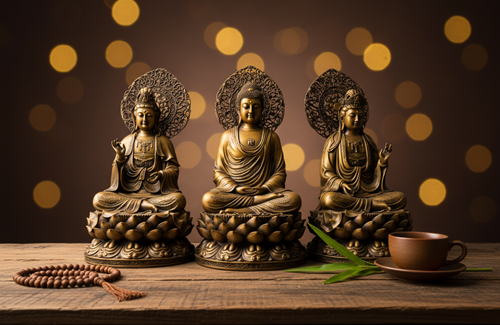 bộ tam thế phật 48cm hào quang