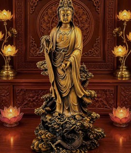 quan âm đứng rồng 50cm