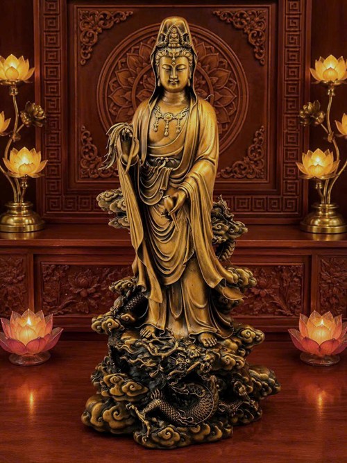 quan âm đứng rồng 50cm