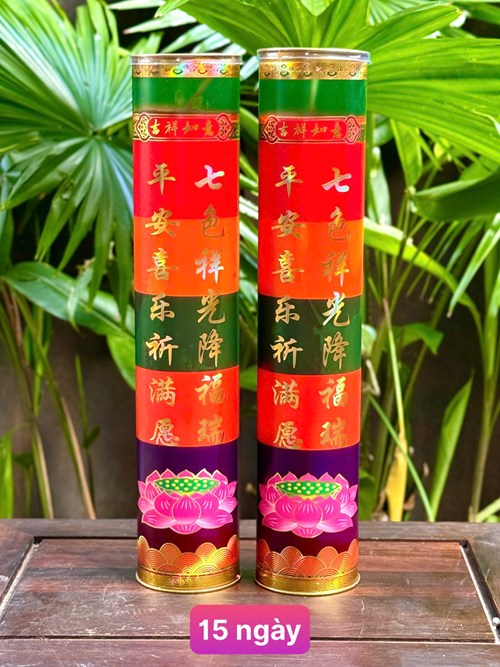 Đèn cầy ống ngũ sắc 15 ngày