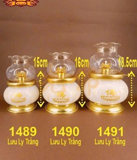 đèn dầu lưu ly kinh nhỏ 1489 trắng