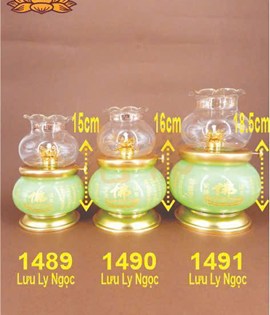 đèn dầu lưu ly kinh nhỏ 1489 xanh