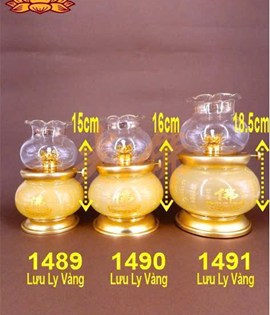 đèn dầu lưu ly kinh trung 1490 vàng