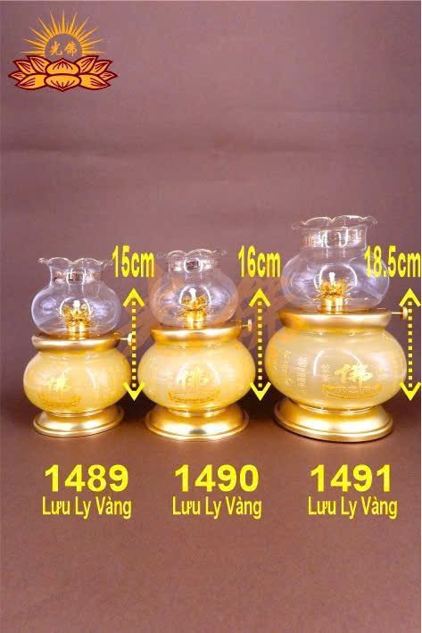 đèn dầu lưu ly kinh lớn 1491 vàng