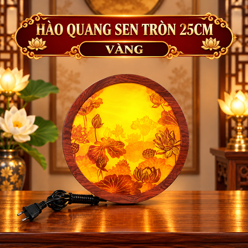 HÀO QUANG SEN TRÒN 25CM VÀNG