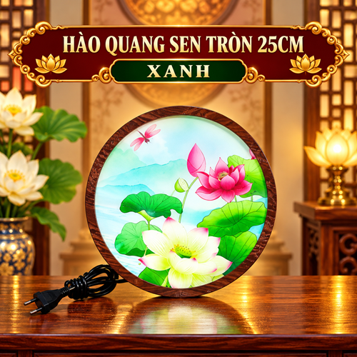 HÀO QUANG SEN TRÒN 25CM XANH