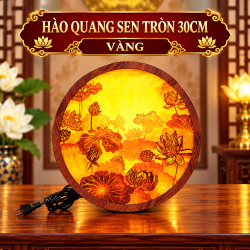 HÀO QUANG SEN TRÒN 30CM VÀNG