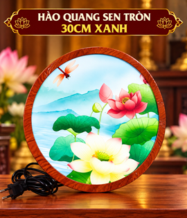 HÀO QUANG SEN TRÒN 30CM XANH