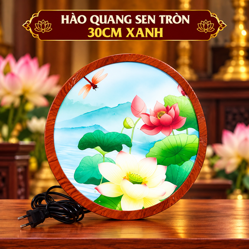 HÀO QUANG SEN TRÒN 30CM XANH