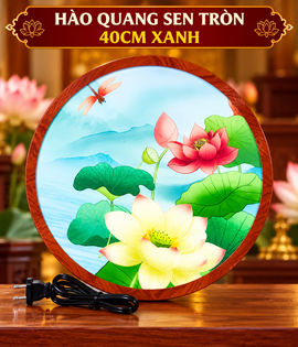 HÀO QUANG SEN TRÒN 40CM XANH