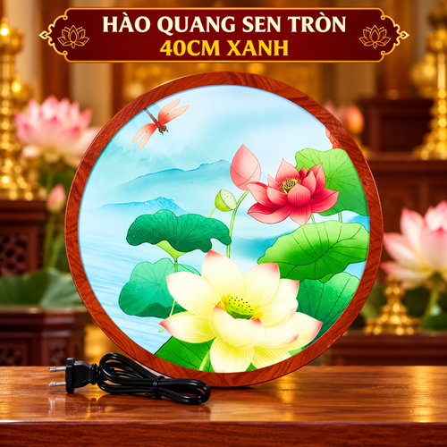 HÀO QUANG SEN TRÒN 40CM XANH