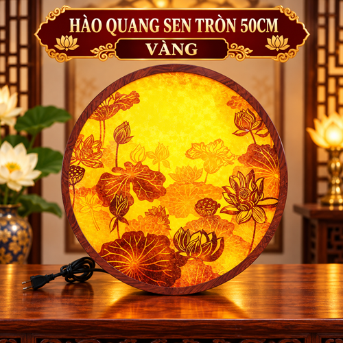HÀO QUANG SEN TRÒN 50CM VÀNG