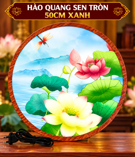 HÀO QUANG SEN TRÒN 50CM XANH