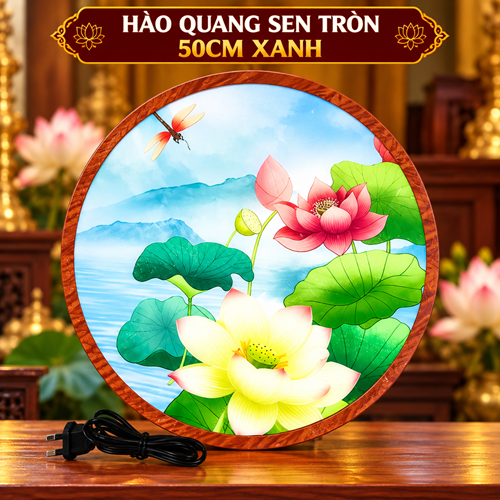 HÀO QUANG SEN TRÒN 50CM XANH