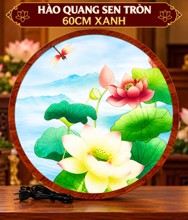 HÀO QUANG SEN TRÒN 60CM XANH