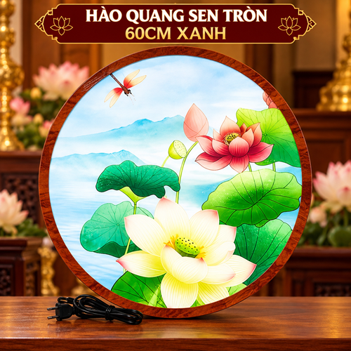 HÀO QUANG SEN TRÒN 60CM XANH