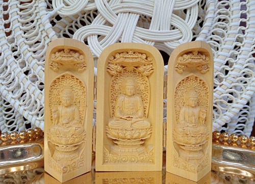 Hộp Gỗ 3 Mặt Phật Nhỏ ( tam bảo)