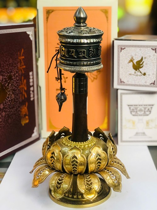 KINH LUÂN QUAY TAY NHỎ 19CM BẠC