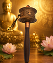 KINH LUÂN QUAY TAY XI VÀNG 19CM - NÂU