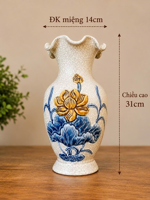 Lọ lượn miệng men rạn h31 sen