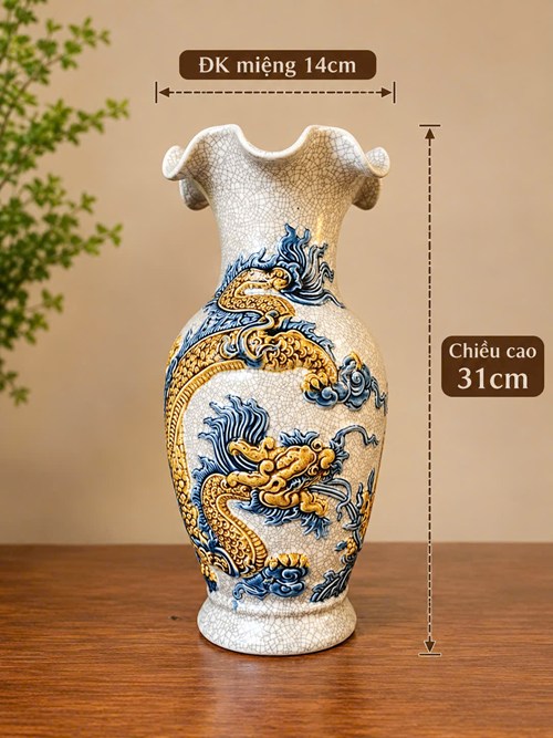Lọ lượn miệng men rạn h3 rồng