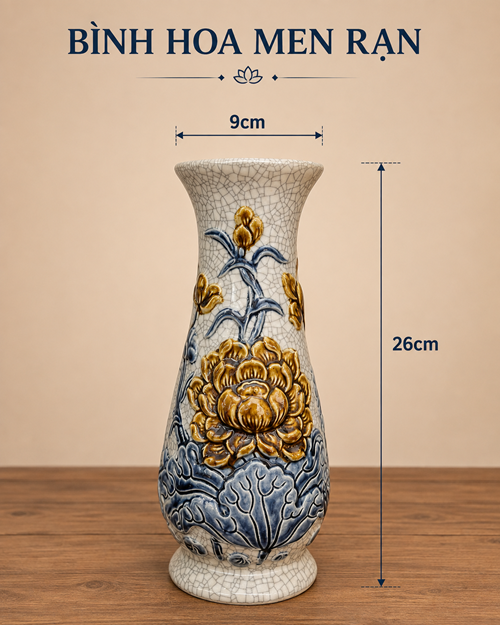 lọ huệ men rạn h26