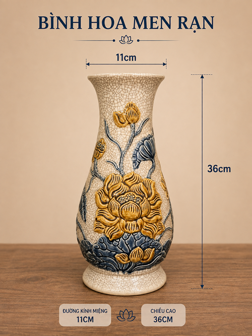 lọ huệ men rạn h36